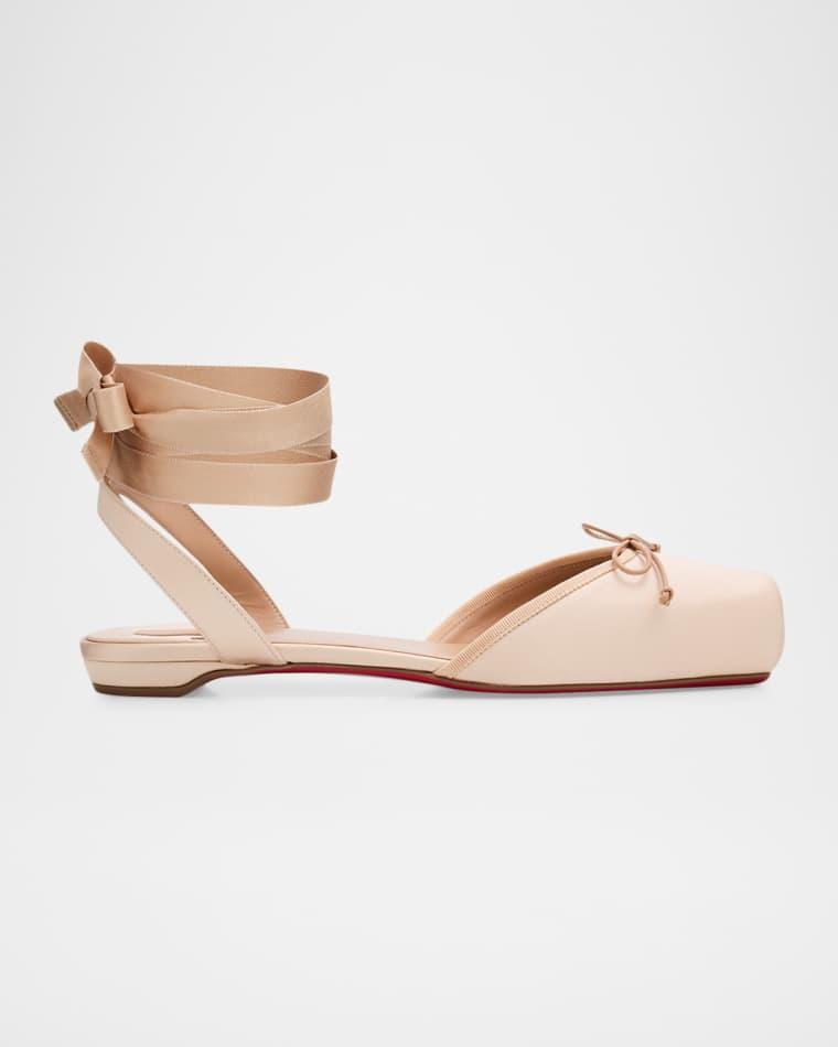 Cassia Satin Lace-Up Ballerina Flats by CHRISTIAN LOUBOUTIN