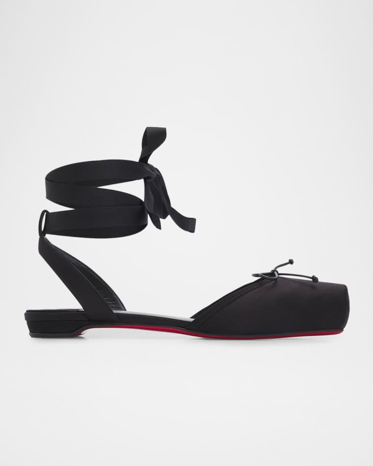 Cassia Satin Lace-Up Ballerina Flats by CHRISTIAN LOUBOUTIN