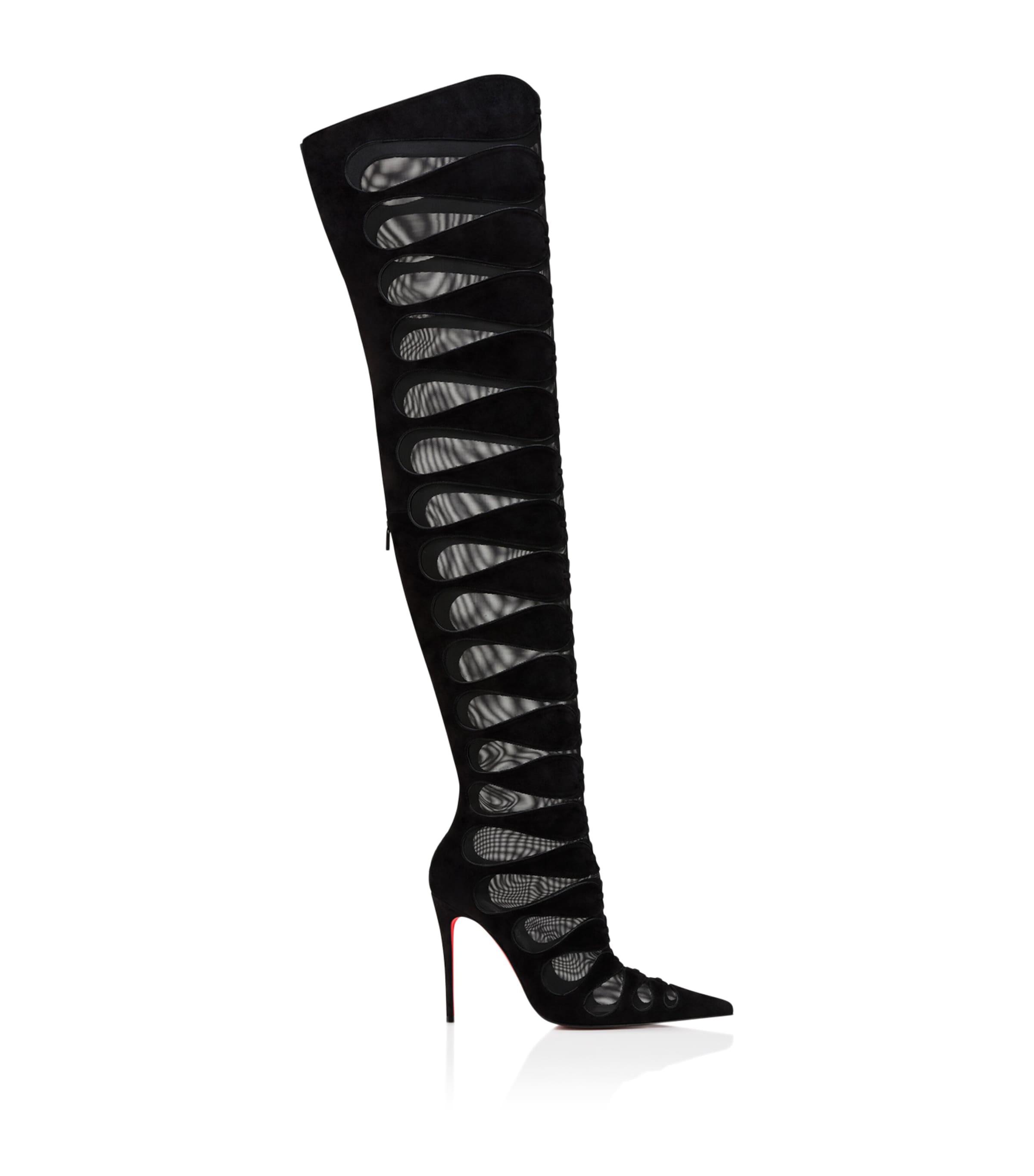 Christian Louboutin Circus Max Suede-Mesh Over-The-Knee Boots 100 by CHRISTIAN LOUBOUTIN