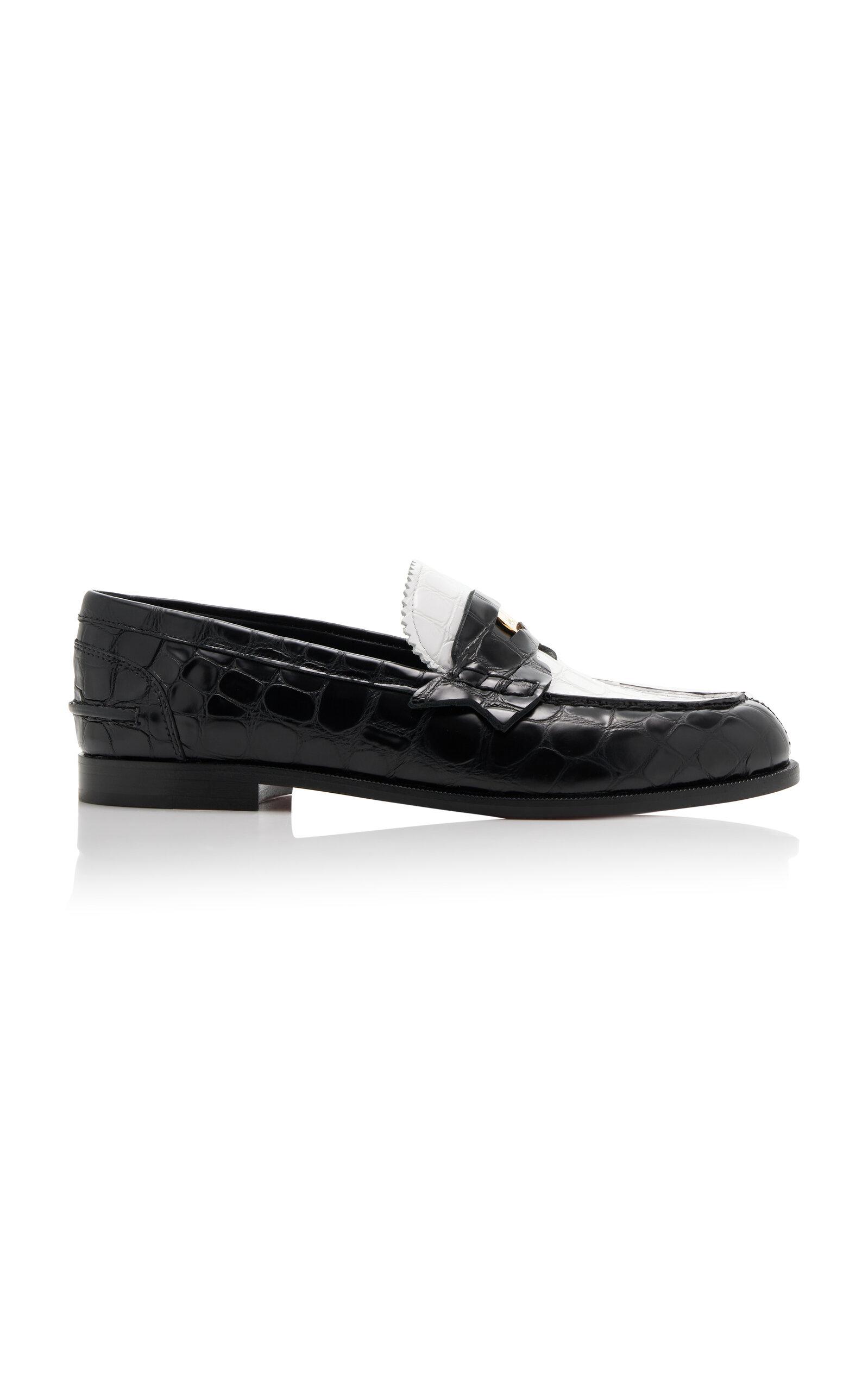 Christian Louboutin Donna Croc-Embossed Leather Penny Loafers - Moda Operandi by CHRISTIAN LOUBOUTIN