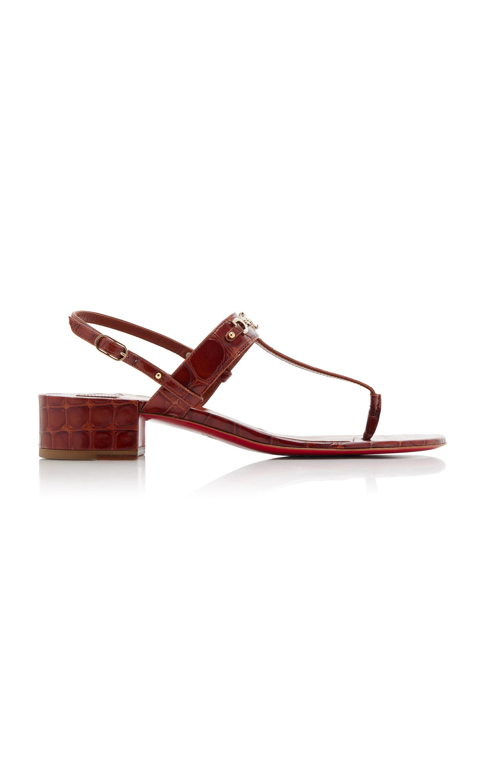 Christian Louboutin MJ Thong 25mm Croc-Embossed Leather Sandals - Moda Operandi by CHRISTIAN LOUBOUTIN