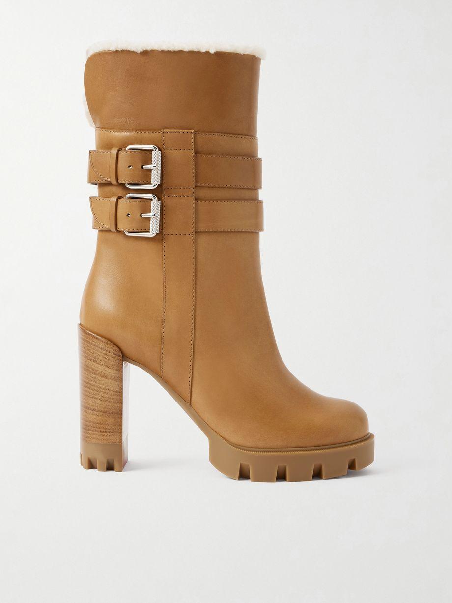 Elisawalk 100 buckled shearling-lined leather ankle boots by CHRISTIAN LOUBOUTIN