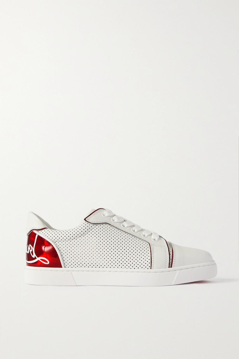 Fun Vieira printed PVC-trimmed perforated leather sneakers by CHRISTIAN LOUBOUTIN