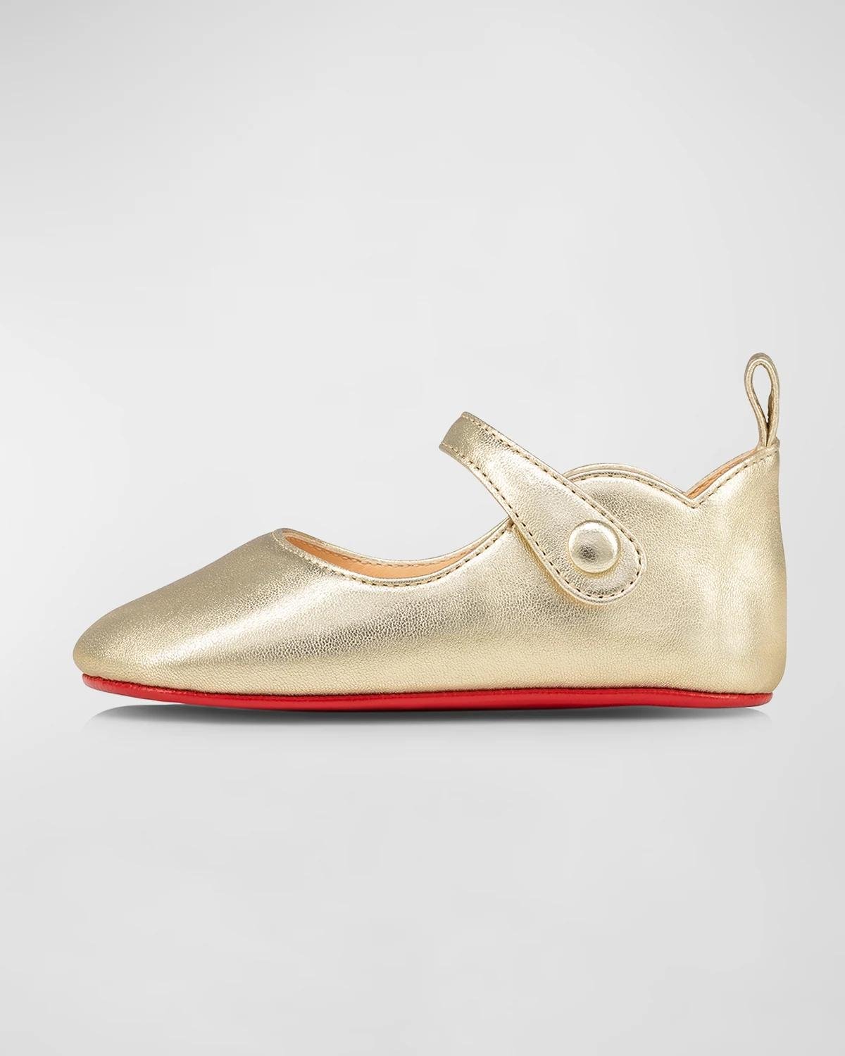 Girl's Love Chick Metallic Leather Ballerina Shoes, Baby by CHRISTIAN LOUBOUTIN