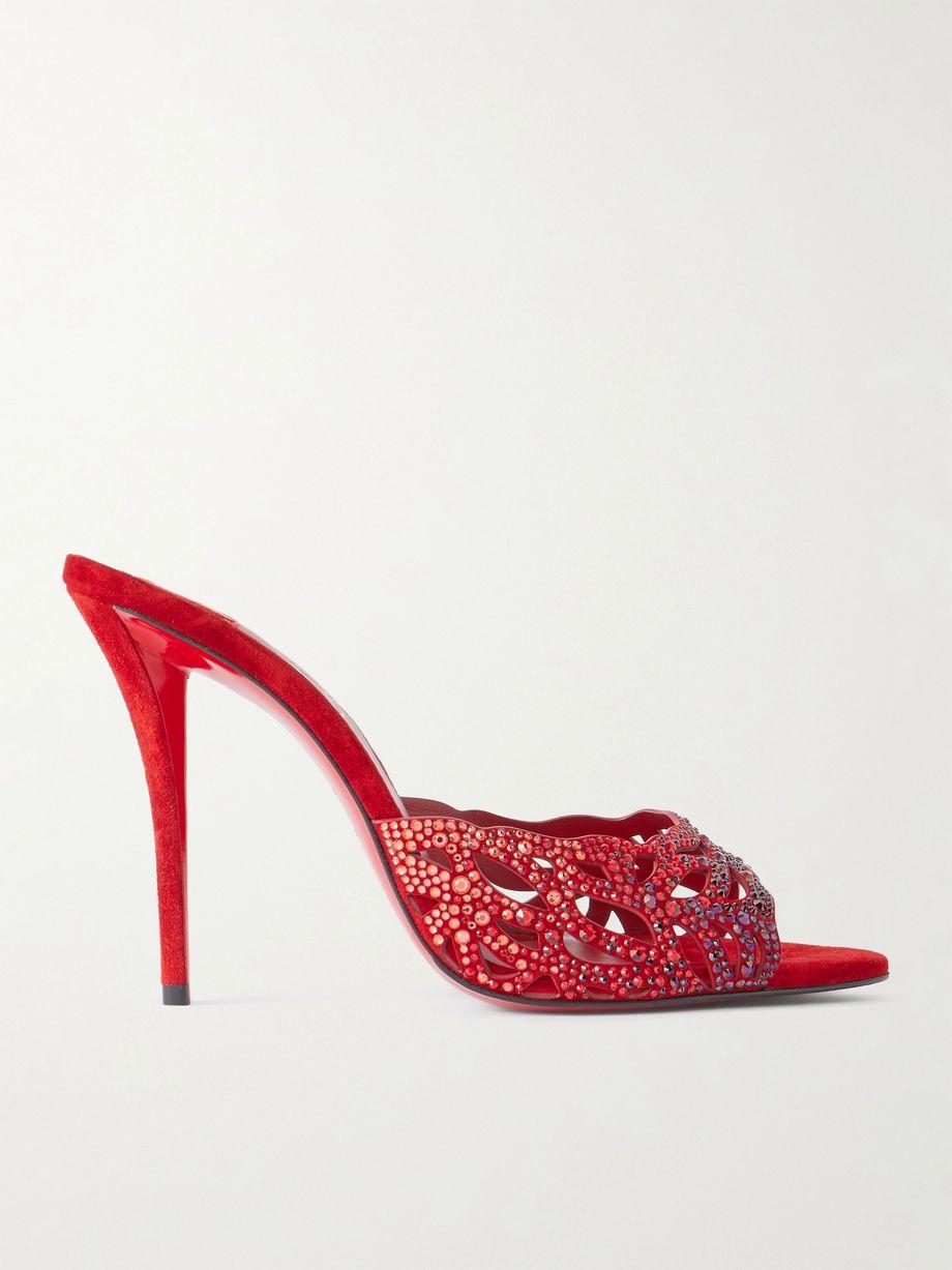Lasera 100 cutout crystal-embellished suede sandals by CHRISTIAN LOUBOUTIN