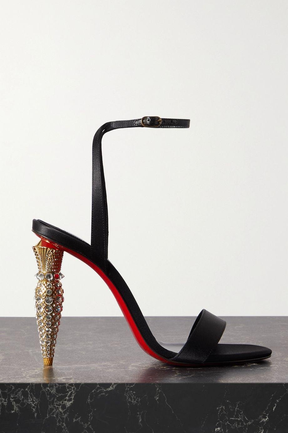 Lipstrass Queen 100 crystal-embellished satin pumps by CHRISTIAN LOUBOUTIN