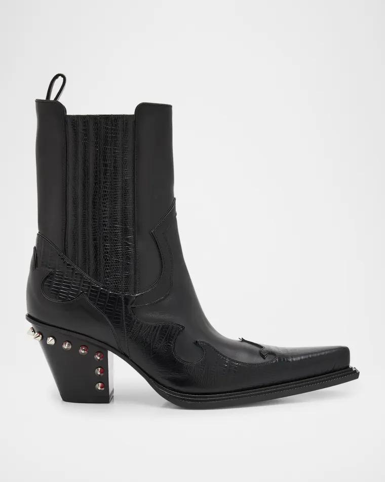 Men's Becca Uomo Leather Spike-Heel Western Boots by CHRISTIAN LOUBOUTIN