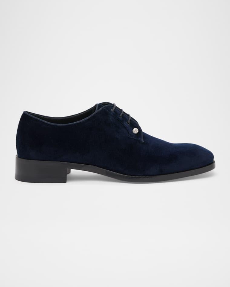 Men's Chambeliss Night Strass Velvet Derby Shoes by CHRISTIAN LOUBOUTIN