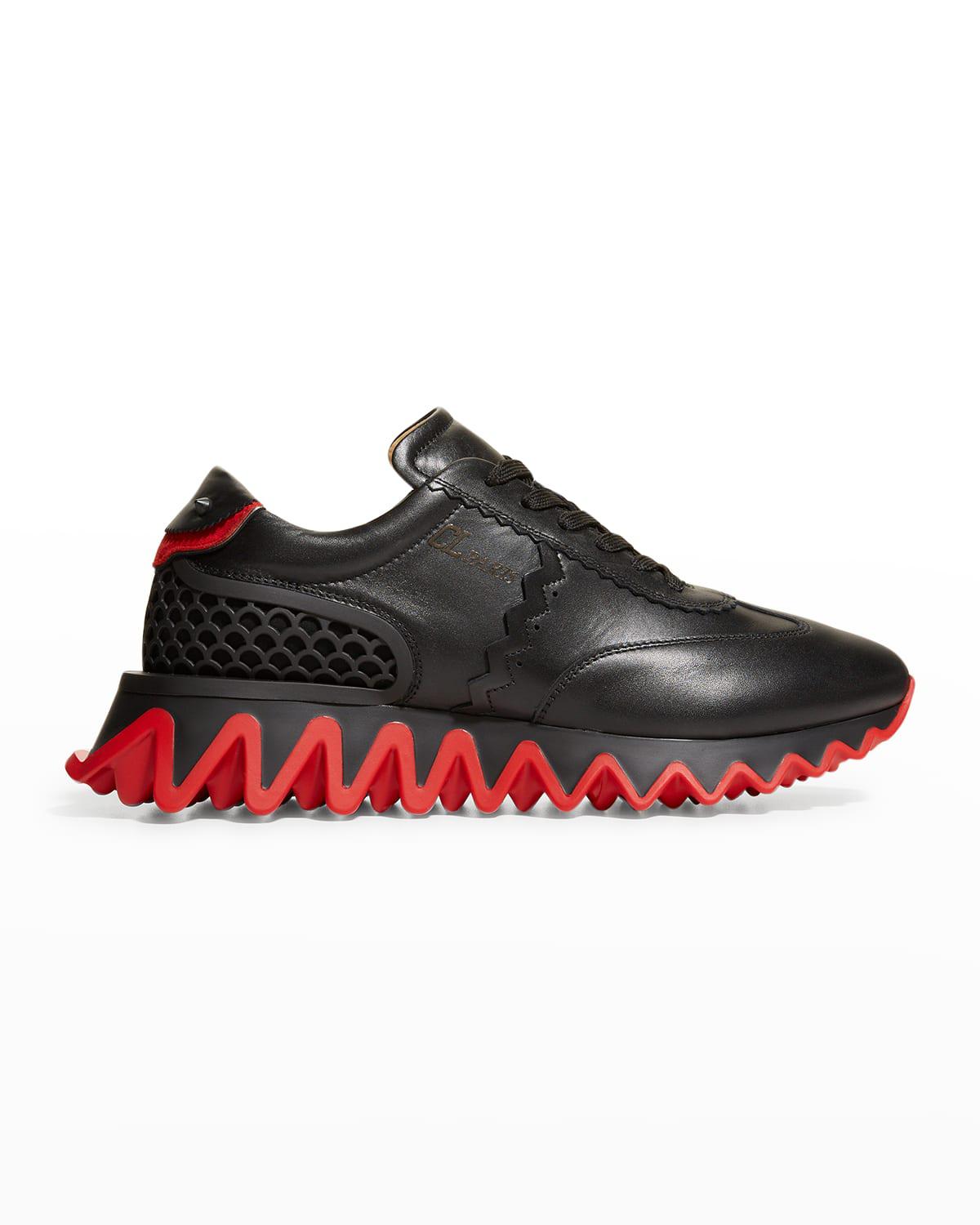 Men's Loubishark Flat Leather Red-Sole Runner Sneakers by CHRISTIAN LOUBOUTIN