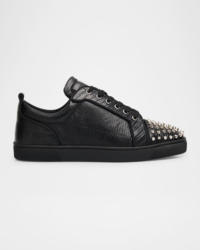 Men's Louis Junior Spikes Lizard-Effect Leather Sneakers by CHRISTIAN LOUBOUTIN