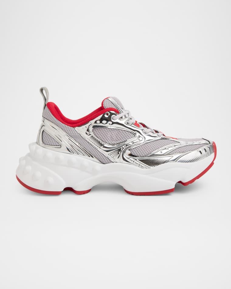 Men's So Flo Mesh & Metallic Leather Runner Sneakers by CHRISTIAN LOUBOUTIN