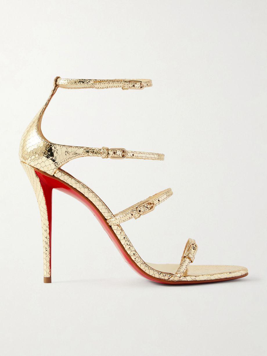 Millennium buckled pyhton-effect metallic leather sandals by CHRISTIAN LOUBOUTIN