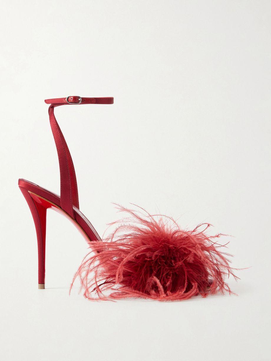 Miss Z Poupi 100 feather-embellished satin sandals by CHRISTIAN LOUBOUTIN