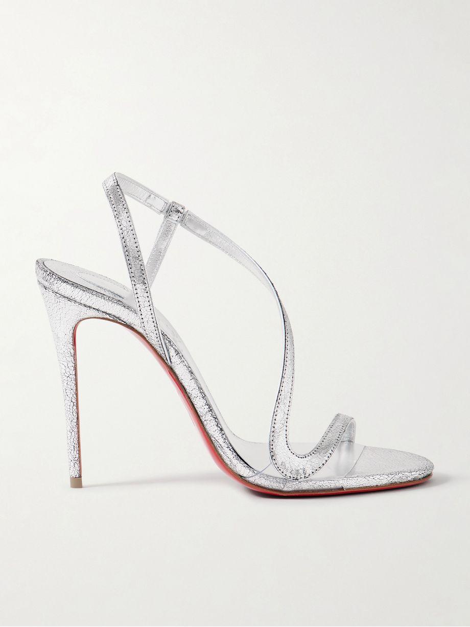 Rosalie 100 metallic cracked-leather slingback sandals by CHRISTIAN LOUBOUTIN
