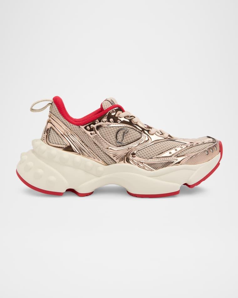 So Flo Mesh & Metallic Leather Runner Sneakers by CHRISTIAN LOUBOUTIN