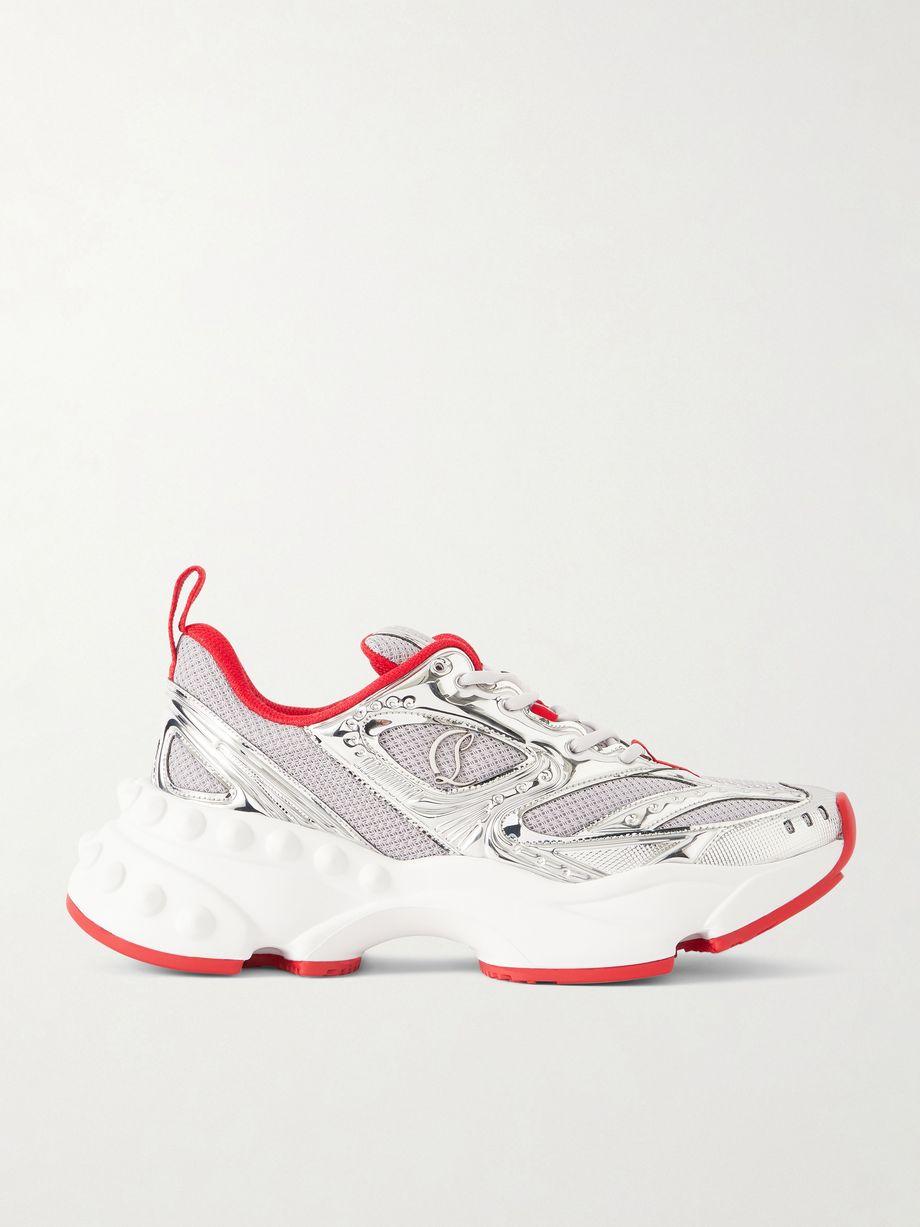 So Flo metallic leather-trimmed mesh sneakers by CHRISTIAN LOUBOUTIN