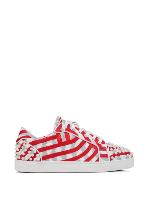 striped stud-embellished sneakers by CHRISTIAN LOUBOUTIN