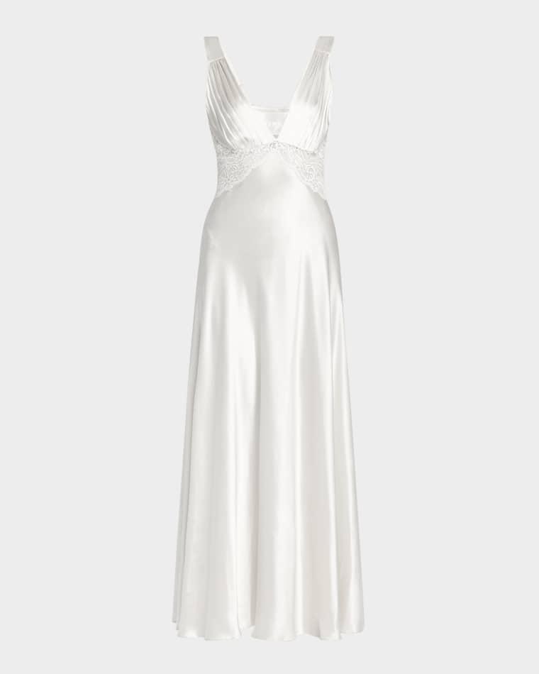 Bijoux Lace-Inset Silk Gown by CHRISTINE LINGERIE