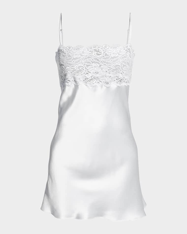Bijoux Lace-Trim Silk Chemise by CHRISTINE LINGERIE