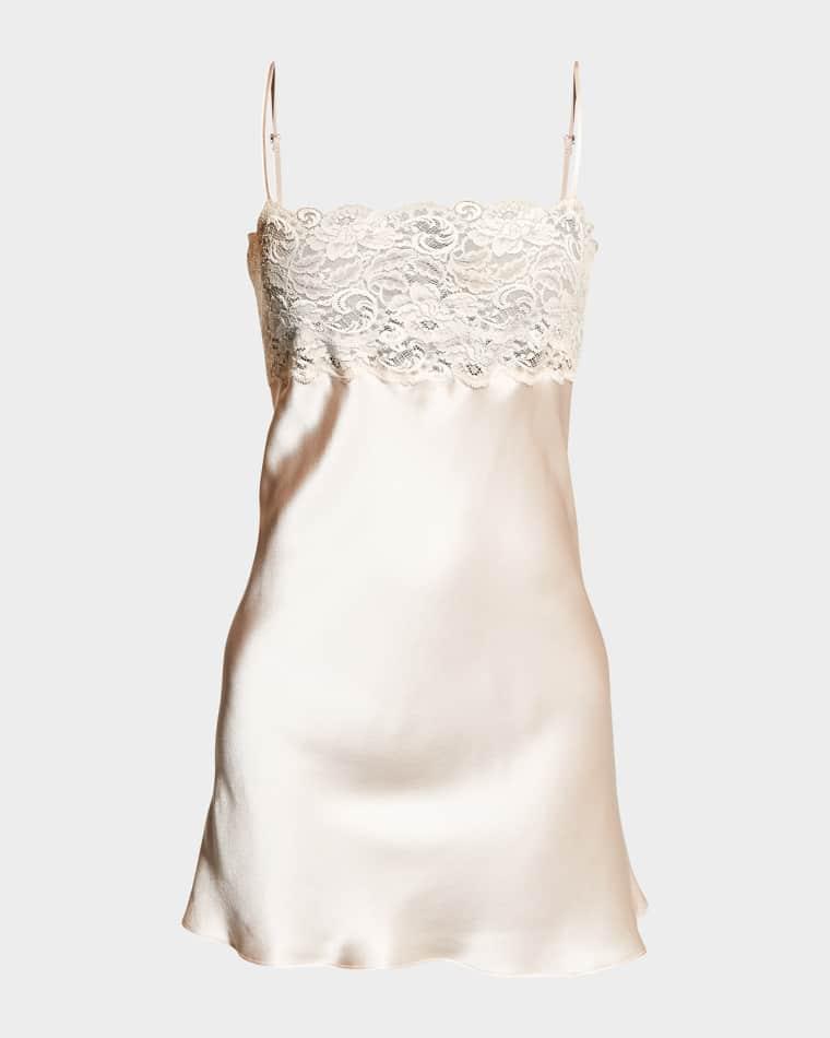 Bijoux Lace-Trim Silk Chemise by CHRISTINE LINGERIE
