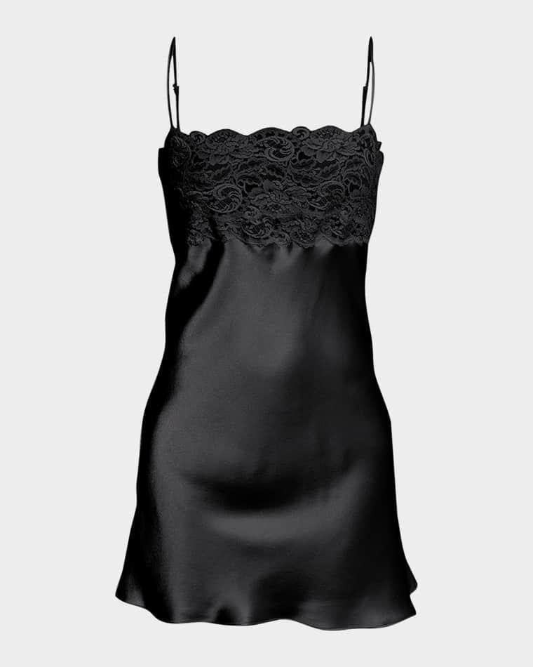 Bijoux Lace-Trim Silk Chemise by CHRISTINE LINGERIE