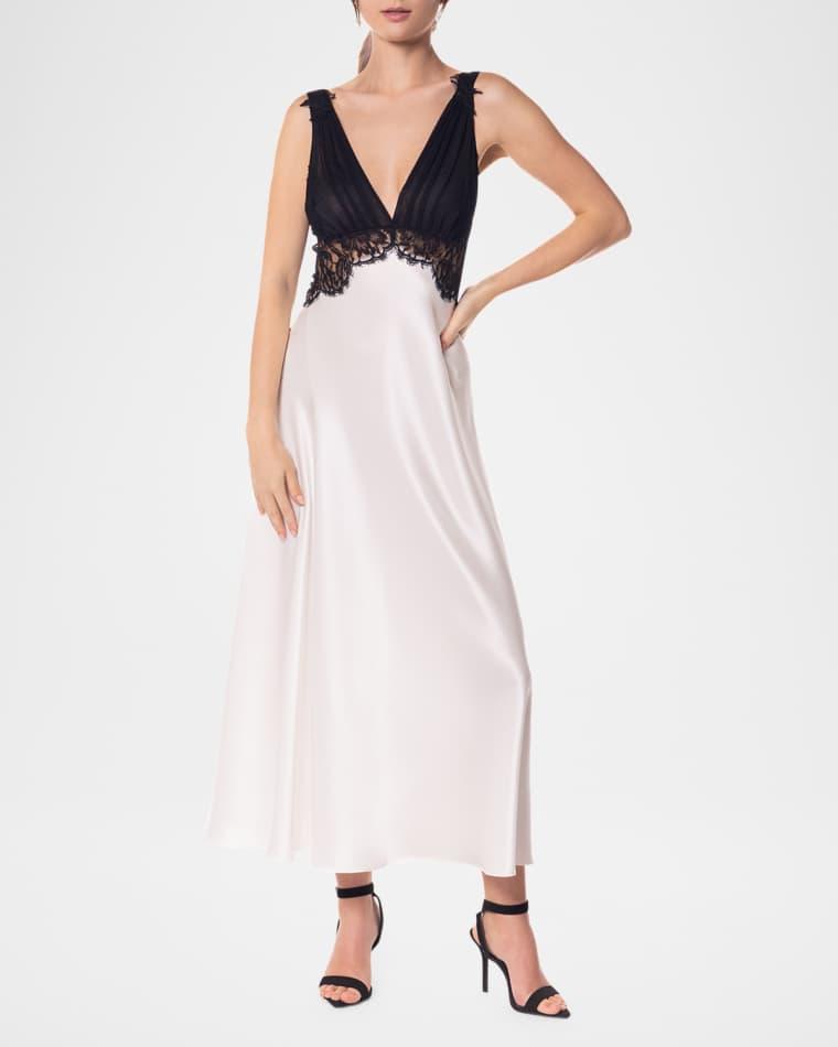 Diva Lace-Trim Silk Charmeuse Nightgown by CHRISTINE LINGERIE Diva Lace-Trim Silk Charmeuse Nightgown by CHRISTINE LINGERIE