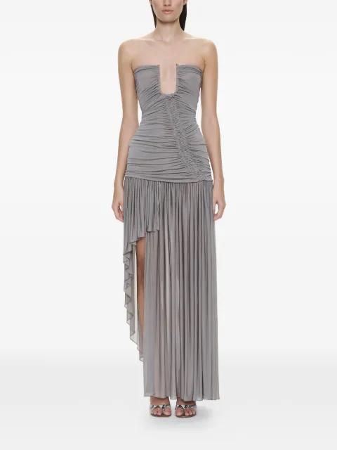 Arced Orion ruched strapless asymmetric dress by CHRISTOPHER ESBER
