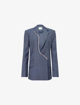 Asymmetric Pinstripe Wool Blazer by CHRISTOPHER ESBER