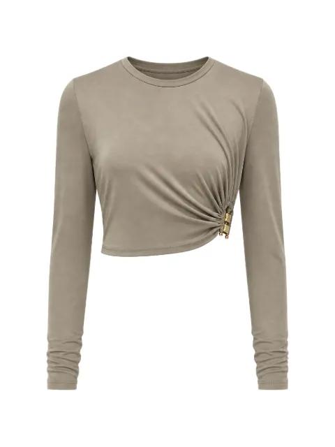 Bezel Quartz ruched long-sleeve cropped T-shirt by CHRISTOPHER ESBER
