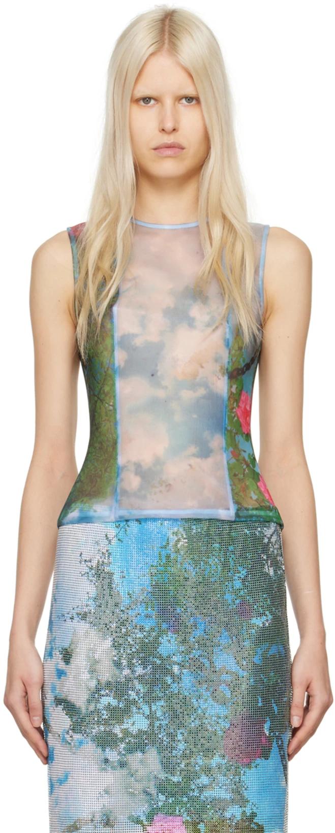 Blue & Green Lucid Viva Blouse by CHRISTOPHER ESBER