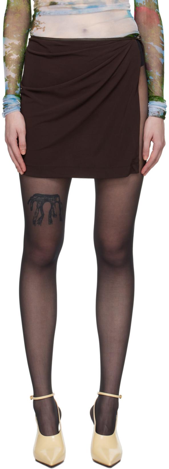Brown Framed Buckle Miniskirt by CHRISTOPHER ESBER