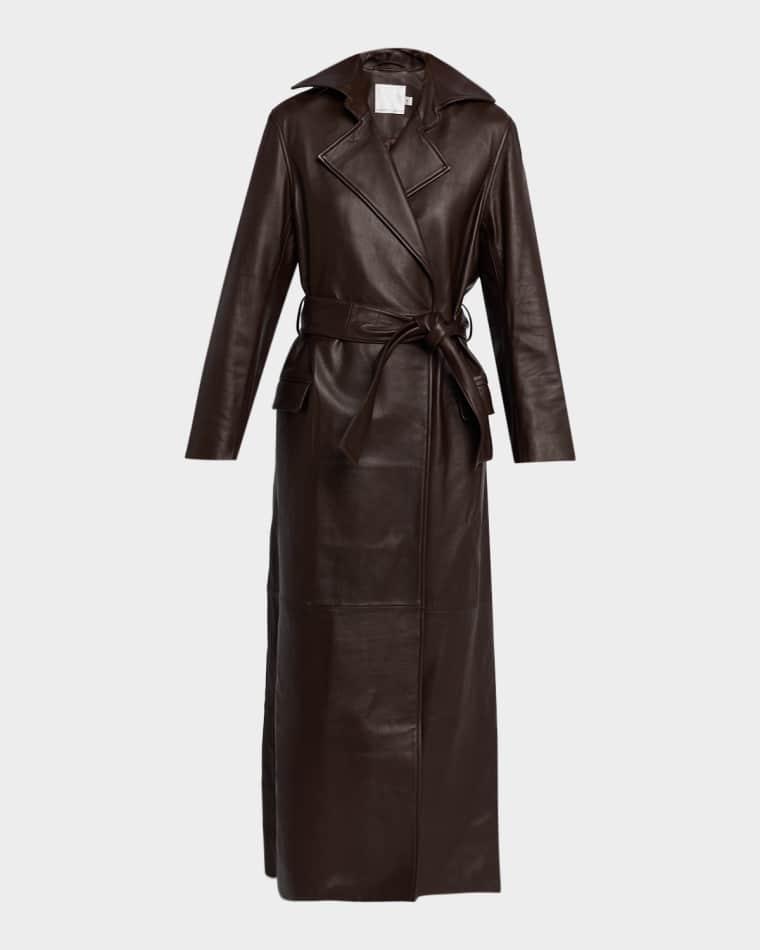 Calais Leather Trench Coat by CHRISTOPHER ESBER