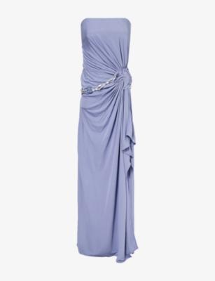 Crystal Cable Strapless Jersey Maxi Gown by CHRISTOPHER ESBER