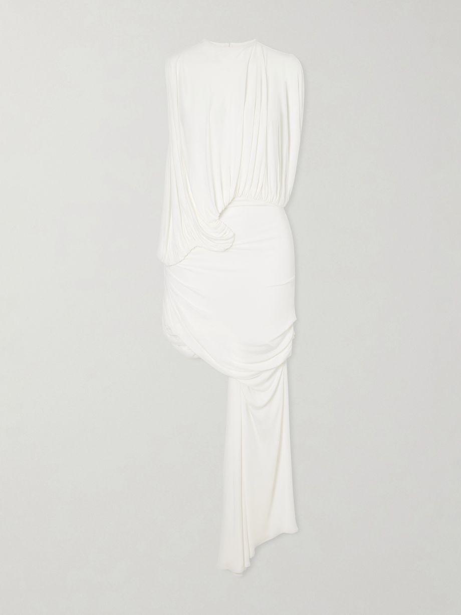 Cumulus asymmetric gathered ribbed-knit jersey mini dress by CHRISTOPHER ESBER