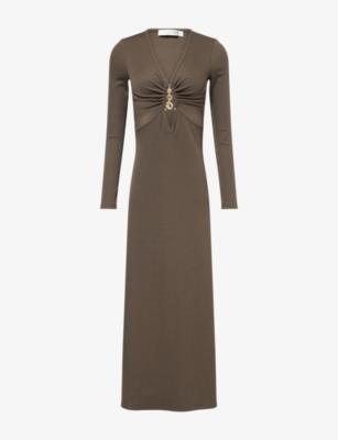 Droplet Crystal Loophole Rib-Knit Maxi Dress by CHRISTOPHER ESBER