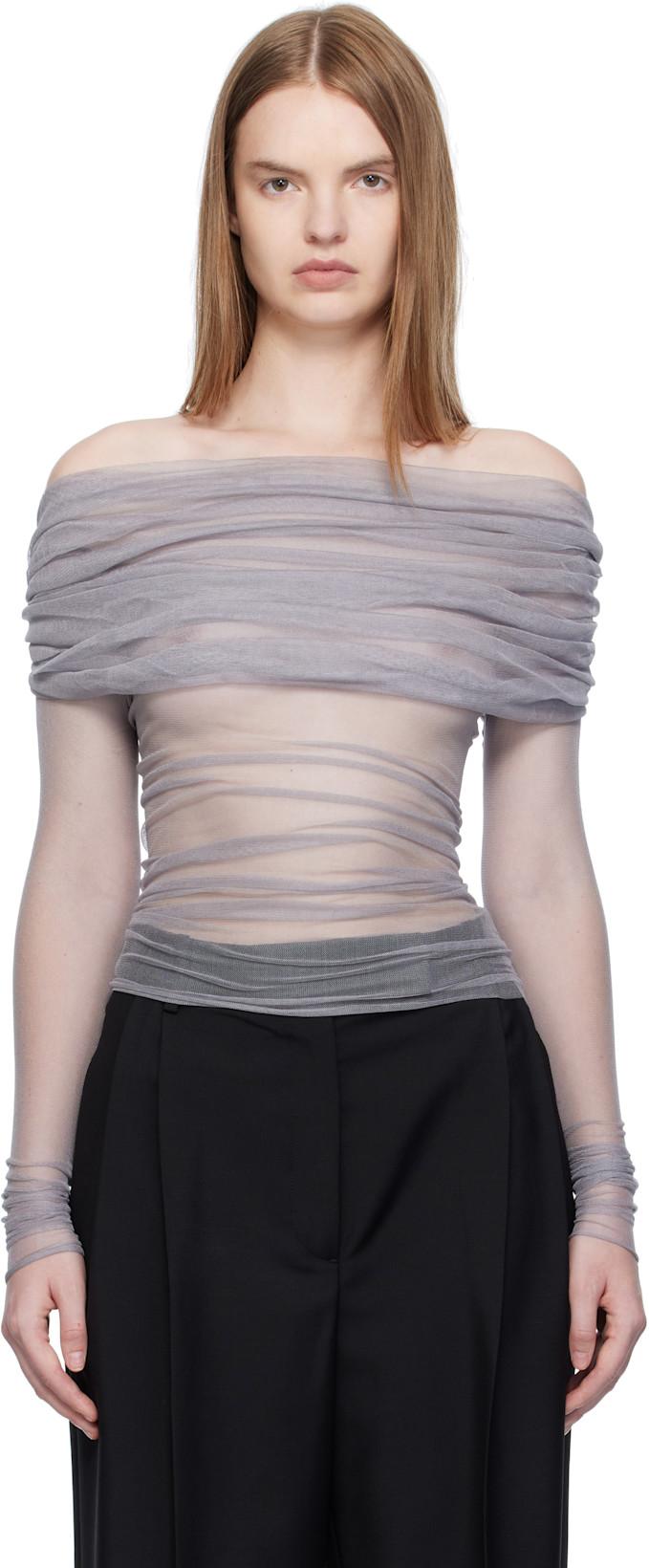Gray Veiled Top by CHRISTOPHER ESBER