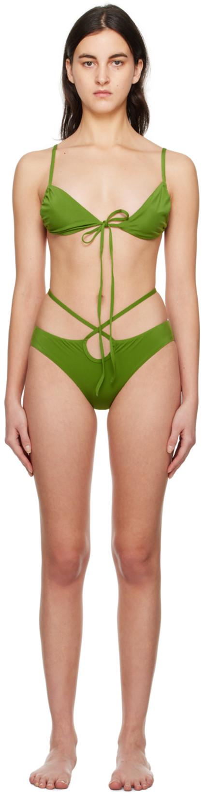 Green Solis & Looped Tie Bikini by CHRISTOPHER ESBER
