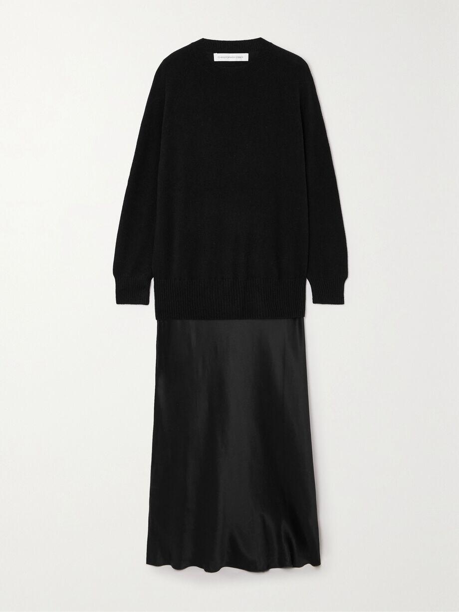 Monument cashmere and silk-satin maxi dress by CHRISTOPHER ESBER