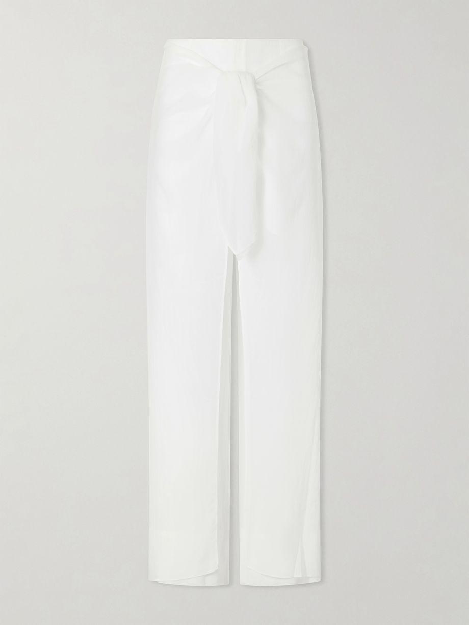 Porto tie-detailed cotton-voile wide-leg pants by CHRISTOPHER ESBER