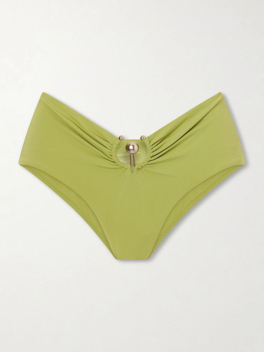 Ruched Orbit embellished bikini bottoms by CHRISTOPHER ESBER