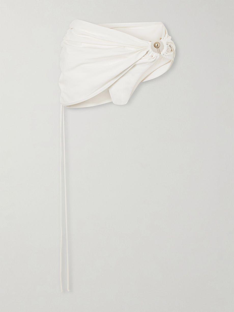 Ruched Orbit embellished bikini briefs by CHRISTOPHER ESBER