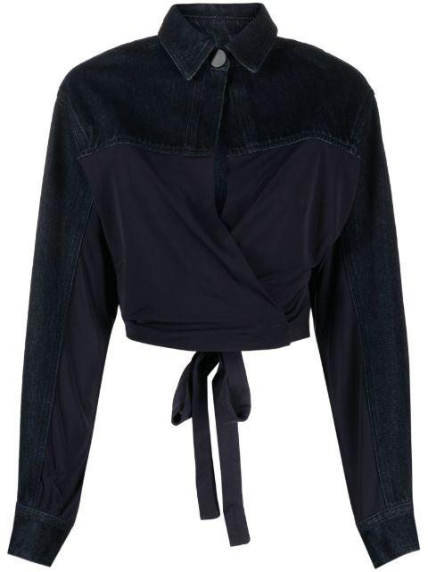 Sevilla denim wrap cropped top by CHRISTOPHER ESBER
