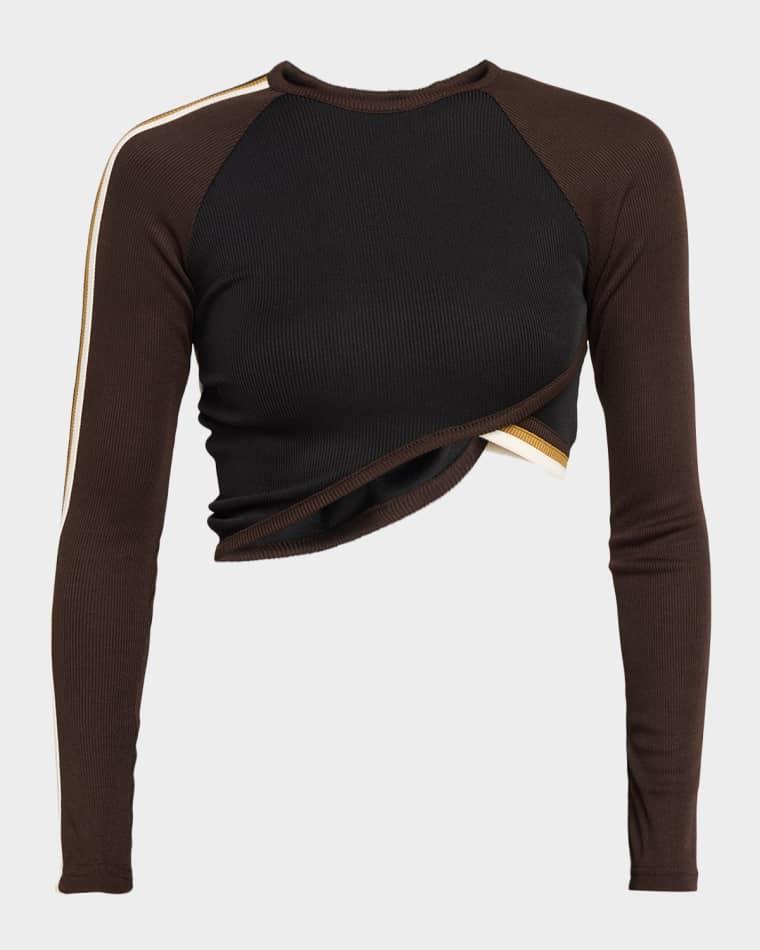 Verner Long-Sleeve Crop Overlapping  Top by CHRISTOPHER ESBER