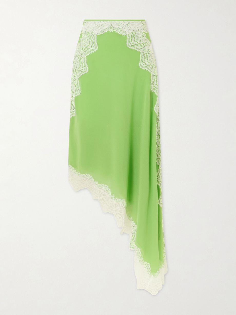 Verve asymmetric lace-trimmed silk midi skirt by CHRISTOPHER ESBER