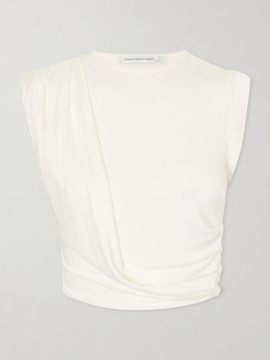 Verve twisted gathered ribbed-knit jersey T-shirt by CHRISTOPHER ESBER