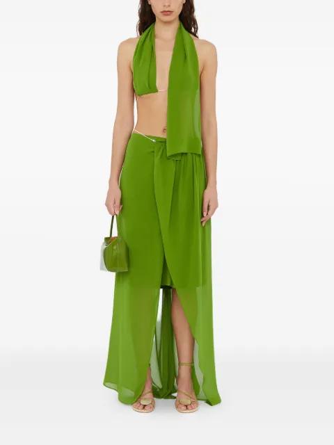 chain-detail asymmetric sarong skirt by CHRISTOPHER ESBER