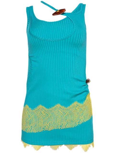 lace-trim ribbed mini dress by CHRISTOPHER ESBER