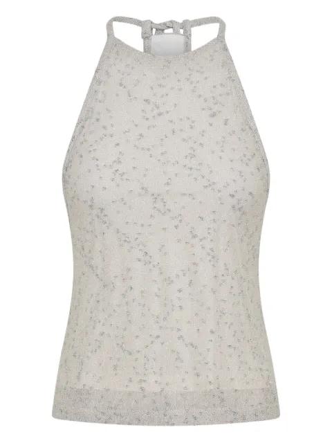 metallic-detail halterneck top by CHRISTOPHER ESBER