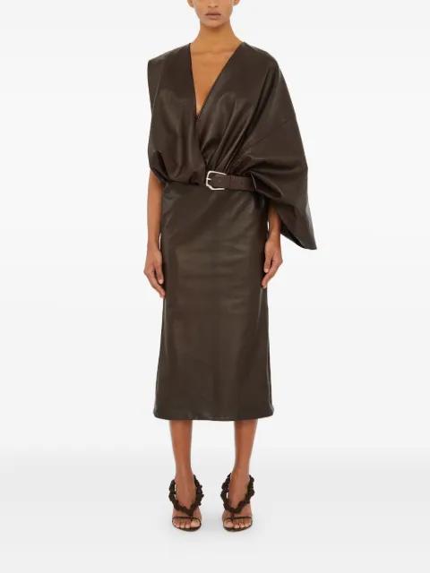 swaddled belted leather midi dress by CHRISTOPHER ESBER