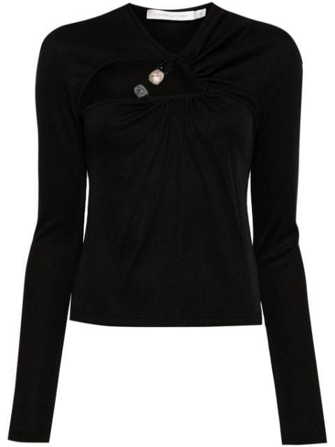 tri crystal-stone long-sleeve top by CHRISTOPHER ESBER